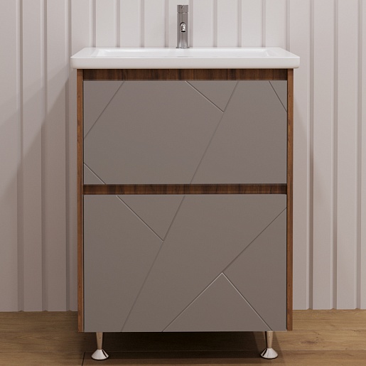 Stella Polare Тумба с раковиной Рене 60 дуб вотан/серый – фотография-2